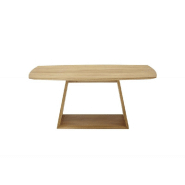 Table basse design Jacobstad - chêne sauvage massif huilé avec roulettes intégrées - 110x70 cm_2