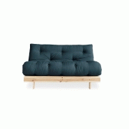 Canapé convertible futon ROOTS - pin naturel - coloris bleu pétrole - couchage 140x200 cm - design japonais et scandinave_2