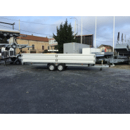 Remorque plateau Humbaur HT 256225 GR - 2 essieux - ridelles alu - roues dessous_2