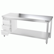 Tables Inox centrales Premium avec Etagère - P 600 mm | Ggm -_2