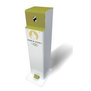 Distributeur français de gel hydroalcoolique - Borne mécanique en acier thermolaqué - Version adulte et enfant_2