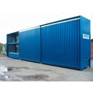 2 pk 1214 ost iso - conteneur de stockage pour produits dangereux - denios - portes coulissantes, isolé en laine de roche, 18 cuves ou 72 fûts