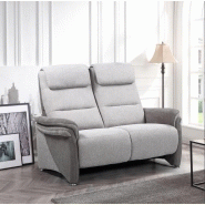 Canapé relax 2 places électrique ZILIA - tissu gris clair/gris foncé - têtières ajustables et moteur synchronisé_2