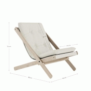 Fauteuil futon Boogie - hêtre massif naturel - coloris brun argile - design compact et pliable_2