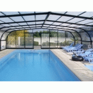 Abri piscine haut fixe en polycarbonate - doubles trappes relevables et portes coulissantes double vantaux_2