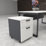 Caisson mobile avec tiroir pour dossiers suspendus - Mobel Linea - Blanc pastel, Gris anthracite_2