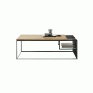 Table basse Jully - chêne massif huilé et métal noir - style industriel - plateau 120x60 cm_2