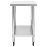 Vidaxl table de travail de cuisine avec roues 100x30x85 cm inox 51637_2