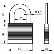 Cadenas à clé Protector 50 mm - haute résistance - acier au molybdène - Federal Lock Thirard_2