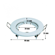 Pack de 2 anneaux d'encastrement ronds fixes blancs - acier laqué pour LED GU10 - réf ANOFB_2