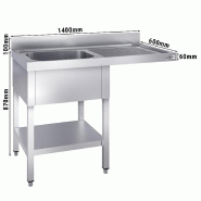 Plonge Inox 1 bac avec passage lave-vaisselle - P 600 - GGM - 1400 mm bac à gauche_2