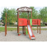 3760 - Structure pour aire de jeux Transalp - Maison haute avec grande toiture, toboggan et équipements ludiques_2