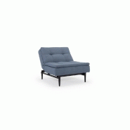 Innovation Living - Fauteuil design Dublexo Styletto convertible lit 90x115 cm - tissu Soft Indigo - piétement chêne noir_2