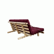 Banquette futon JUMP en pin massif - Coloris bordeaux - Couchage 130x190 cm_2