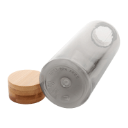 Bouteille en RPET - couvercle en bambou - 500ml - sans BPA - couleur noir_2