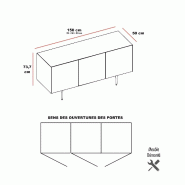 Meuble Bloom finition ébénisterie - Quadrifoglio - 3 cases, Ceram veiné blanc, Bronze, Noyer américain, Noyer américain