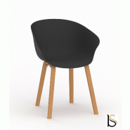 Lot de 4 chaises visiteurs Hop - Mobel Linea. - Noir_2