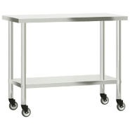 Vidaxl table de travail de cuisine avec étagère 110x55x120 cm inox 3208901_2