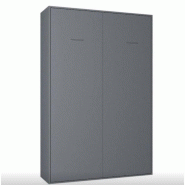 Composition armoire lit escamotable SMART-V2 - Gris mat - Couchage 160 x 200 cm avec colonne bibliothèque intégrée_2