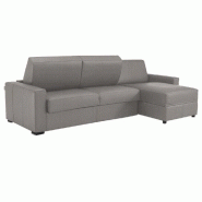 Canapé d'angle convertible Dreamer - système ouverture Express, méridienne modulable avec coffre, sommier à lattes 140 cm, matelas 16 cm - Velours gris clair_2