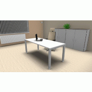 Bureau individuel Tempo réglable en hauteur. - Argent Ral 9006, 160, Blanc_2