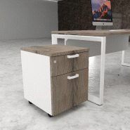 Caisson mobile avec tiroir pour dossiers suspendus - Mobel Linea - Blanc pastel, Chêne grisé_2