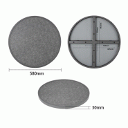 Plateau de table extérieur rond en verre trempé noir brossé bord gris 580mm | Bolero - DL489_2