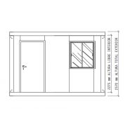 AIS-2 - Constructions modulaires Panelais - Dimensions 3840x2350 mm - Superficie 9,02 m² - Équipé d'un panneau aggloméré hydrofuge et revêtement de sol vinyle_2