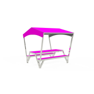 Table et 2 bancs en acier inoxydable avec abri - Référence MUB12 - Coloris variés et matériaux nobles_2
