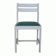 Lot de 2 chaises Aradis en hêtre massif - blanc et vert - fabrication française - assise mousse polyéther_2
