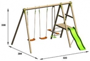 Portique bois Tutti - norme EN71-8 - 2.30m - 3 agrès, 1 plateforme, 1 toboggan_2