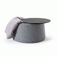 Innovation Living - Table basse design Stone 70x43 cm - Plateau bois noir - Tissu Twist Granite_2