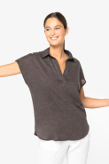 Polo en lin femme - Réf: NS221 - 100% lin, coupe ajustée et marque Native Spirit_2