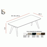 Bureau de Direction Rail en verre - Bralco. - 240, Verre transparent, Chêne blanc_2