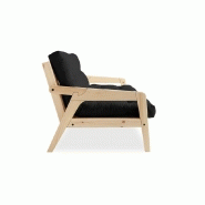 Canapé convertible futon GRAB en pin naturel - Coloris gris foncé - Couchage 130x190 cm_2