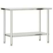 Vidaxl table de travail de cuisine avec étagère 110x55x150 cm inox 3208907_2