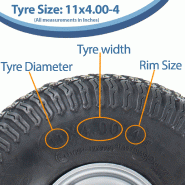 11x4.00-4 Tondeuse à gazon Pneus et jante acier P332 20mm Roulements 145kgs (Lot de 2)_2