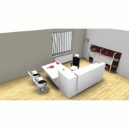 Bureau d'accueil angle Z2 avec accès bas sur le côté - Officity. - Blanc mat, Gauche, Blanc_0