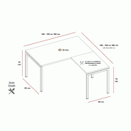 Bureau d'angle Idea 01 - Quadrifoglio - Anthracite, Blanc, 140 x 140 cm_2