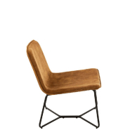 Chaise lounge RATRI - Velours ocre, pieds métal noir - Design industriel et confort optimal_2