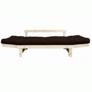 Banquette méridienne futon Beat en pin naturel - Tissu brown - Couchage 75x200 cm - Convertible et modulable_2