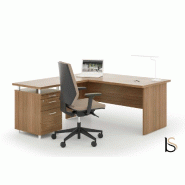 Bureau avec retour et caisson intégré Idea Pano - Quadrifoglio - Chêne moyen , 2 tiroirs_0