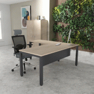 Bureau d'angle Tempo - Mobel Linea. - 180, Anthracite, Acacia clair, Oui_0