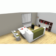 Bureau d'accueil angle Z2 avec accès bas sur le côté - Officity. - Vert, Gauche, Blanc_2