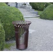 Poubelle publique 106nouveau - Fima - corbeille individuelle ou à trois bacs avec plateaux métalliques peints_2