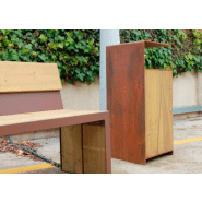 Poubelle publique TOR PA619 - bois de pin traité et structure en acier zingué avec seau intérieur en acier corten_2