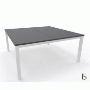 Bureau 2 personnes Tempo avec passe-câbles  - Mobel Linea - 160, Blanc, Anthracite_2