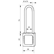 Cadenas de consignation loto lockout tagout 38 mm anse haute inox ø 4,76 bleu