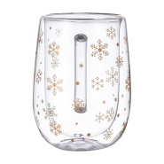 Mug thermos Noël - isotherme en verre borosilicaté à double paroi - 400 ml avec motif flocon de neige_2