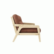 Canapé convertible futon Grab - Pin naturel brun argile - Couchage 130 x 190 cm_2
